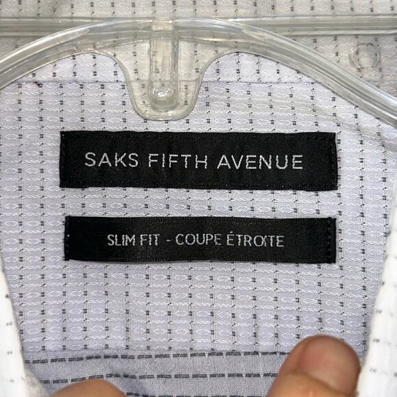 Saks Fifth Ave & CK Slim-Fit Men's Button Down Shirts 16.5 x 34/35 white & blue - Picture 9 of 13